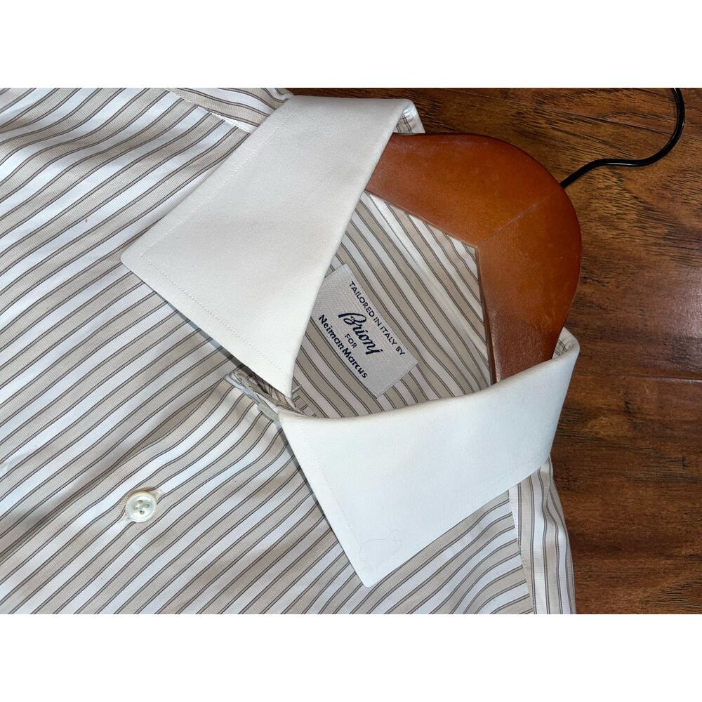 BRIONI for Nieman Marcus Striped Dress Shirt w French Cuffs